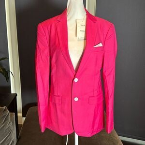 Men’s Pink 2 Piece Suit Two Button Slim Fit Size 30 Jacket 29 Pants NWT